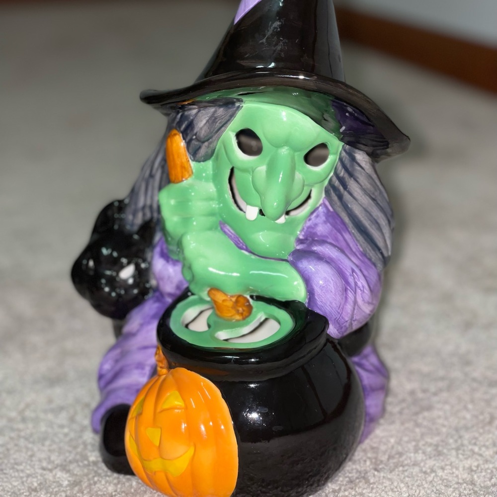 Ceramic Halloween witch candle cover